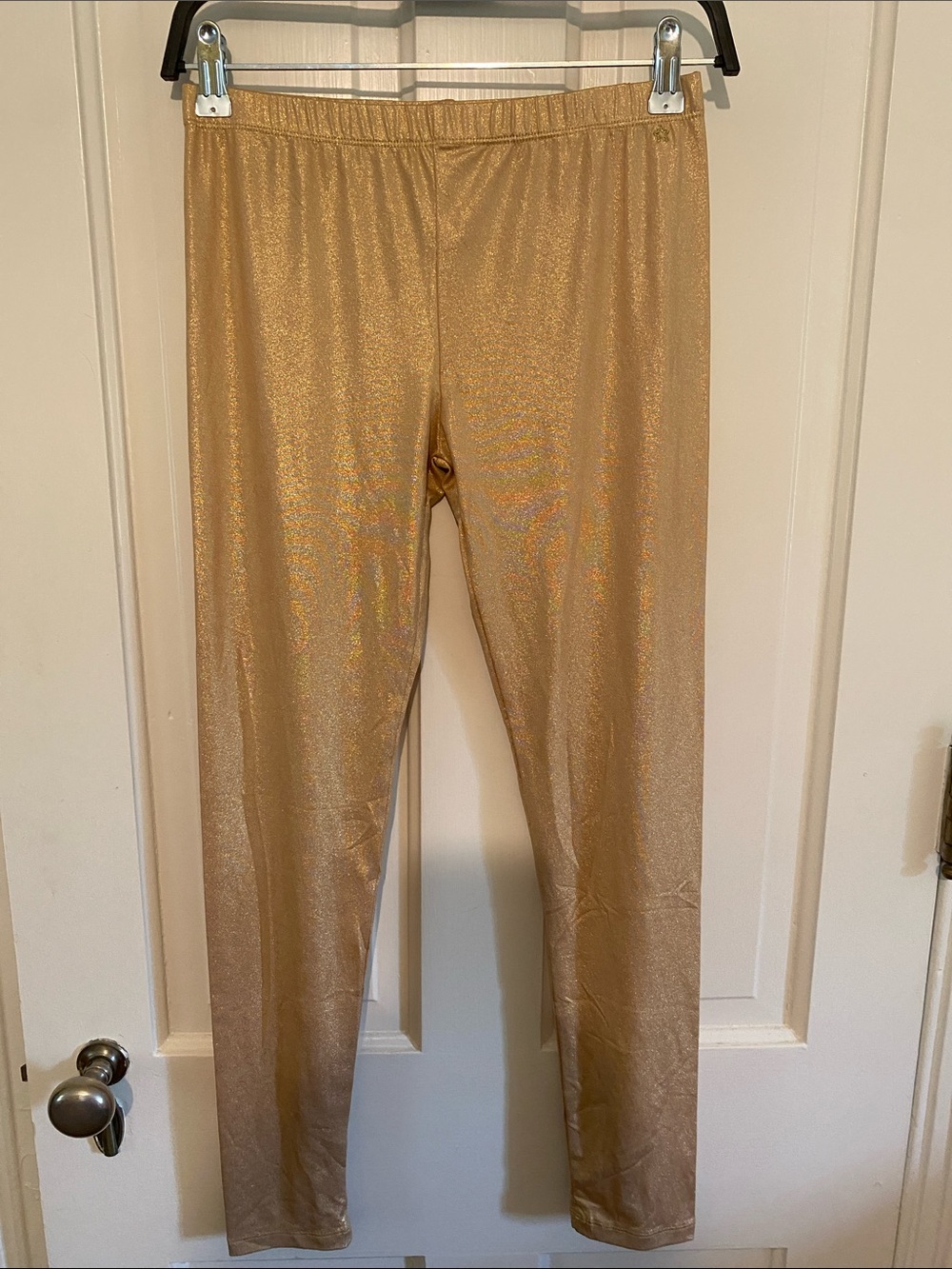 Girls Metallic Gold Leggings - Shimmery Kids Bottoms
